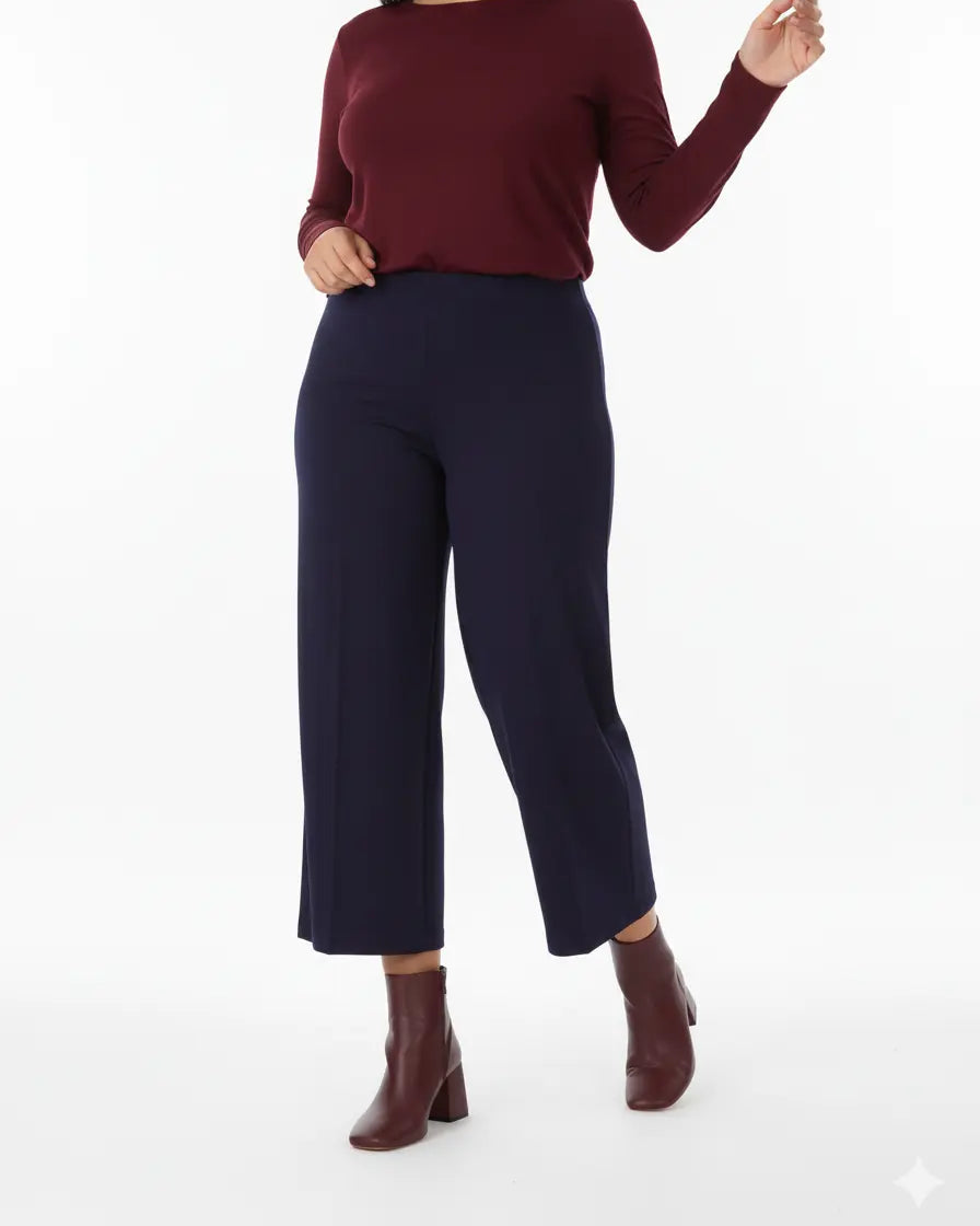 Pantalone comfy cropped con vita elastica BLU DORABELLA