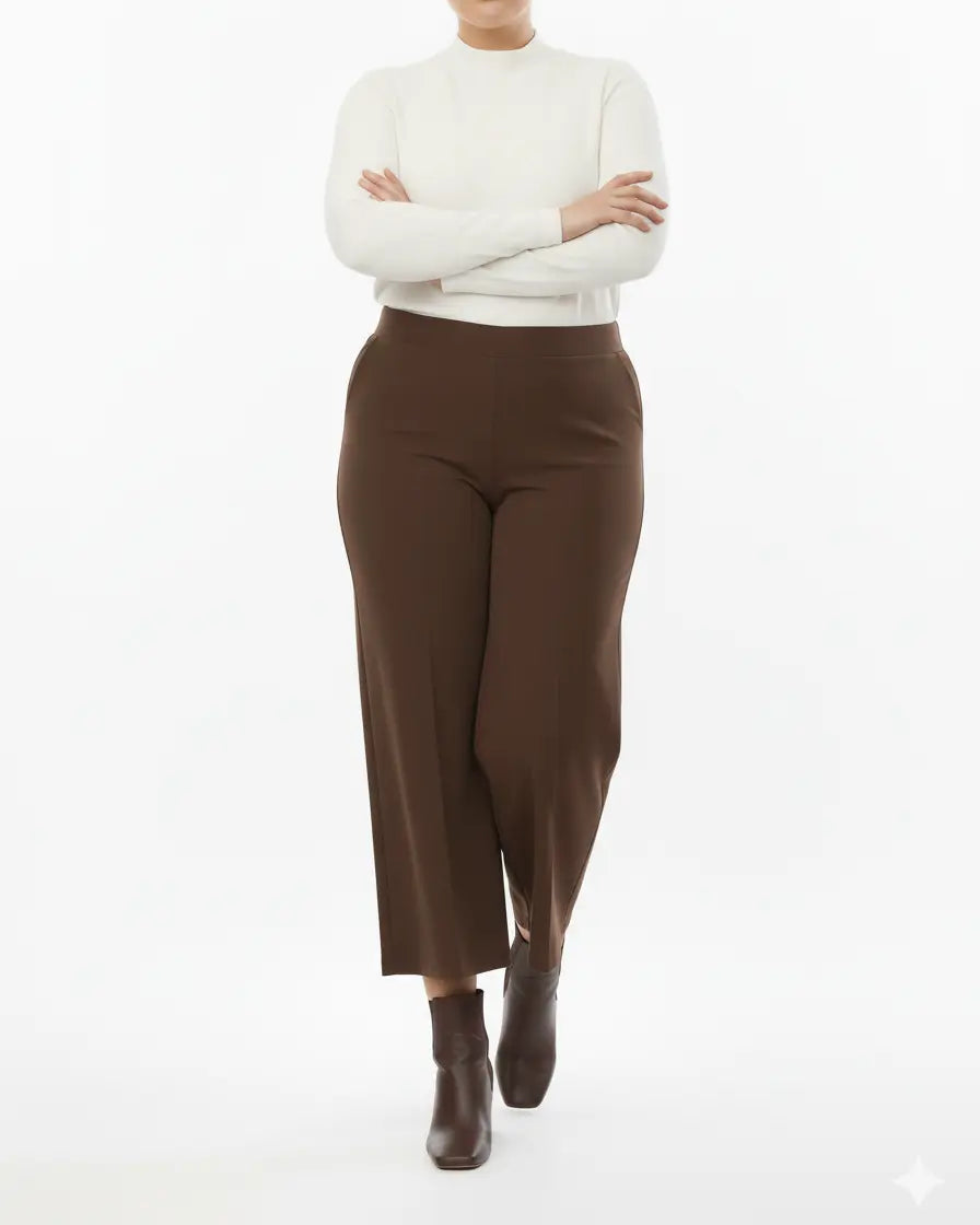 Pantalone comfy cropped con vita elastica MORO DORABELLA