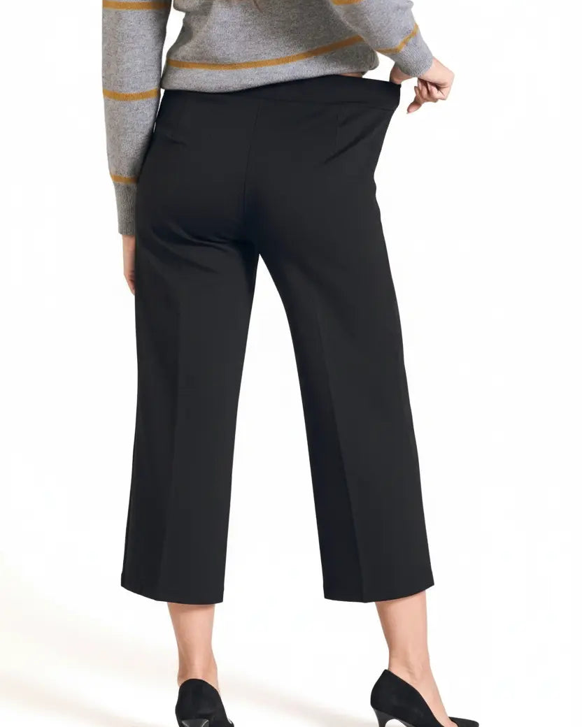 Pantalone comfy cropped con vita elastica NERO DORABELLA