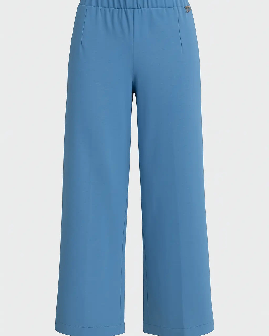 Pantalone comfy cropped con vita elastica in punto milano leggero DORABELLA Celeste / 58