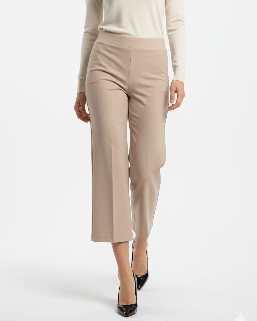 Pantalone comfy cropped con vita elastica in punto milano leggero DORABELLA