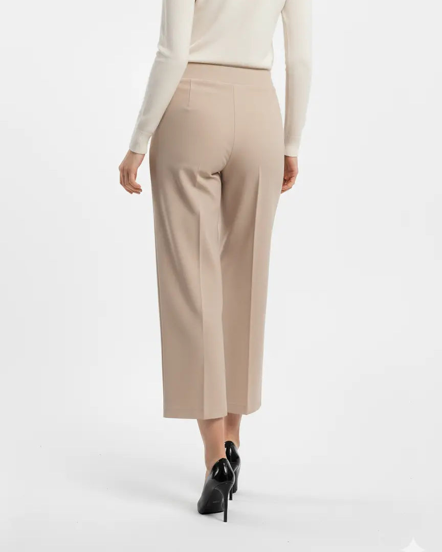 Pantalone comfy cropped con vita elastica in punto milano leggero DORABELLA