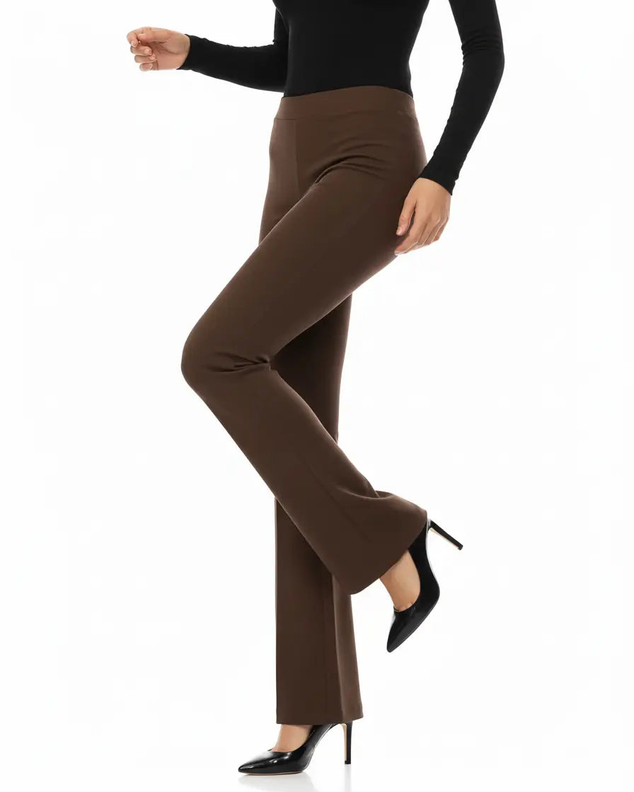 Pantalone comfy flare con vita elastica MORO DORABELLA