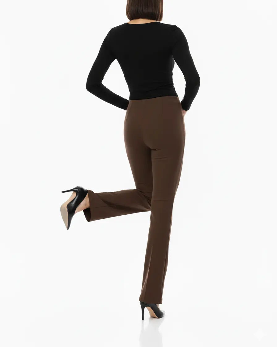 Pantalone comfy flare con vita elastica MORO DORABELLA