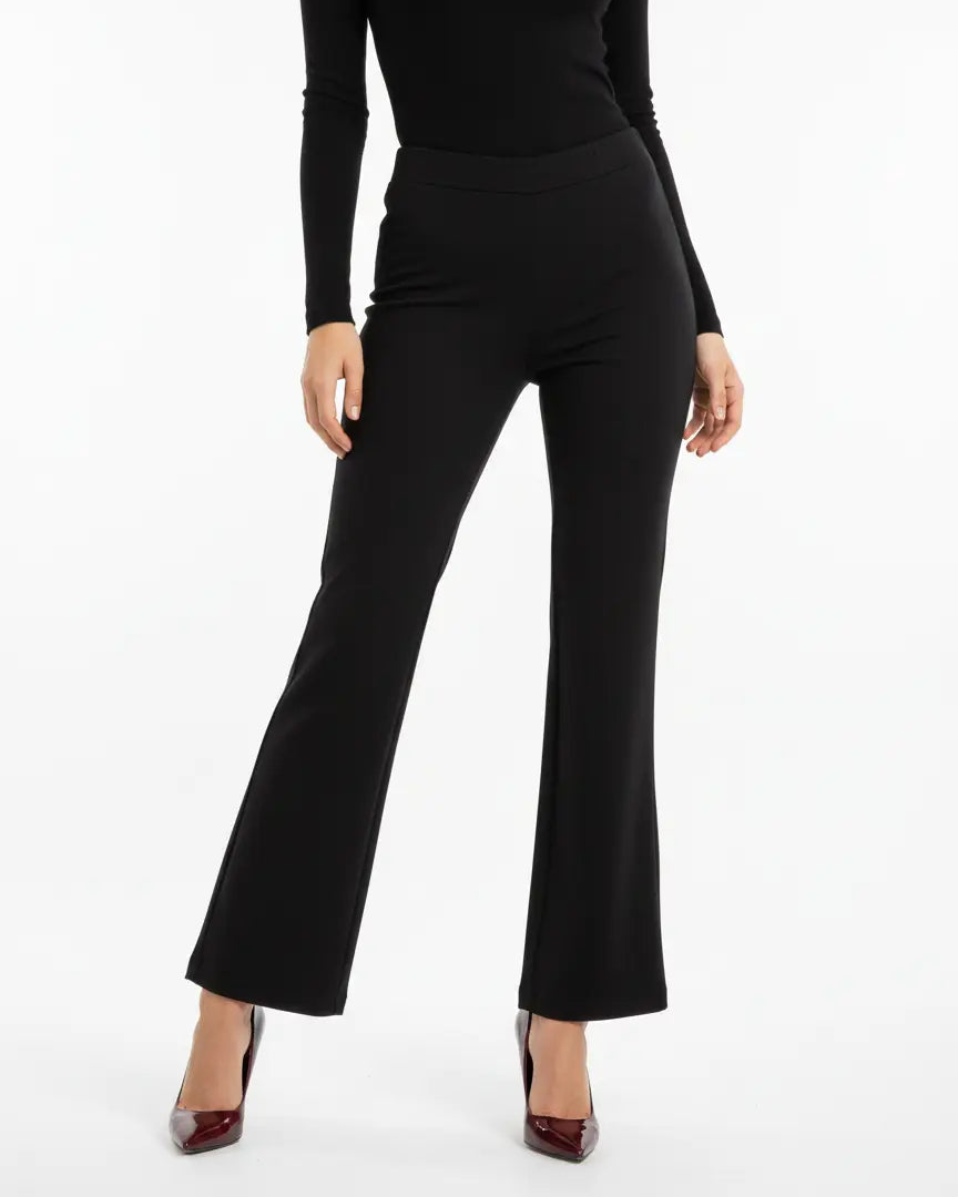 Pantalone comfy flare con vita elastica NERO DORABELLA