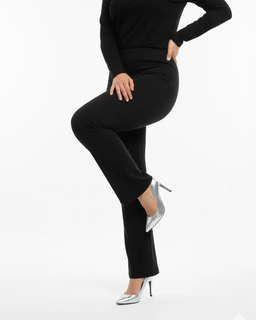 Pantalone comfy flare con vita elastica NERO DORABELLA