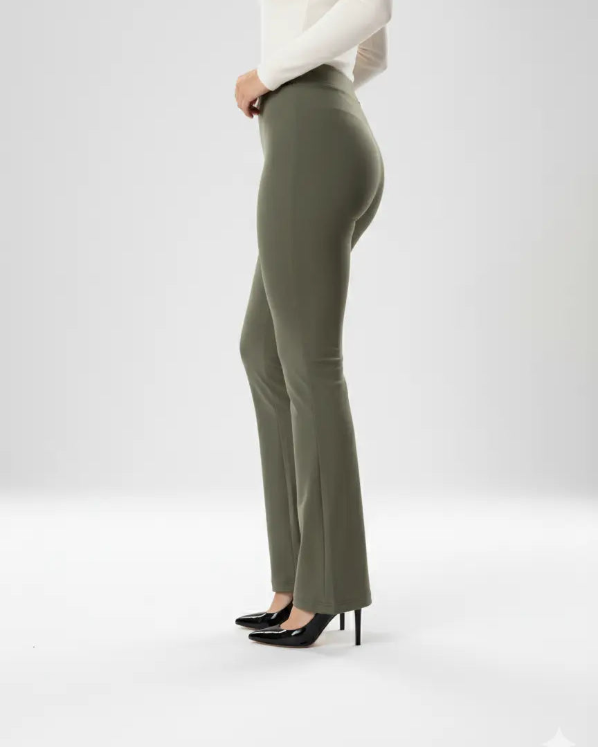 Pantalone comfy flare con vita elastica in punto milano leggero DORABELLA