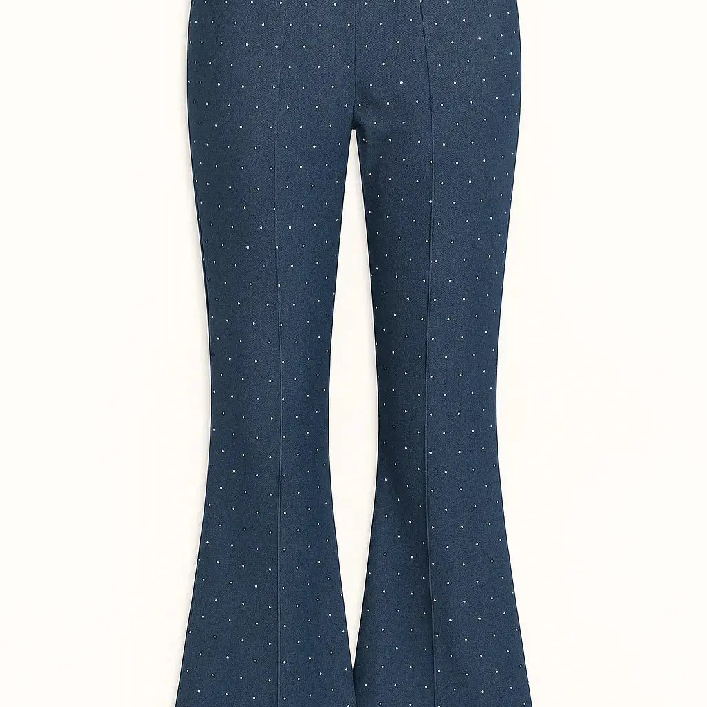 Pantalone con bustino elastico in tessuto chambray di cotone con strass DORABELLA Denim-XXL