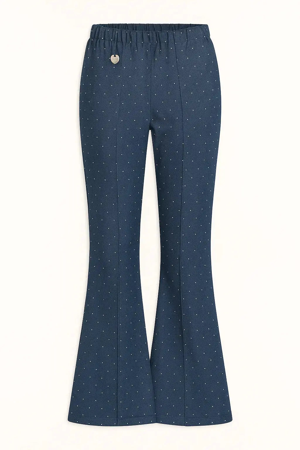 Pantalone con bustino elastico in tessuto chambray di cotone con strass DORABELLA Denim-XXL