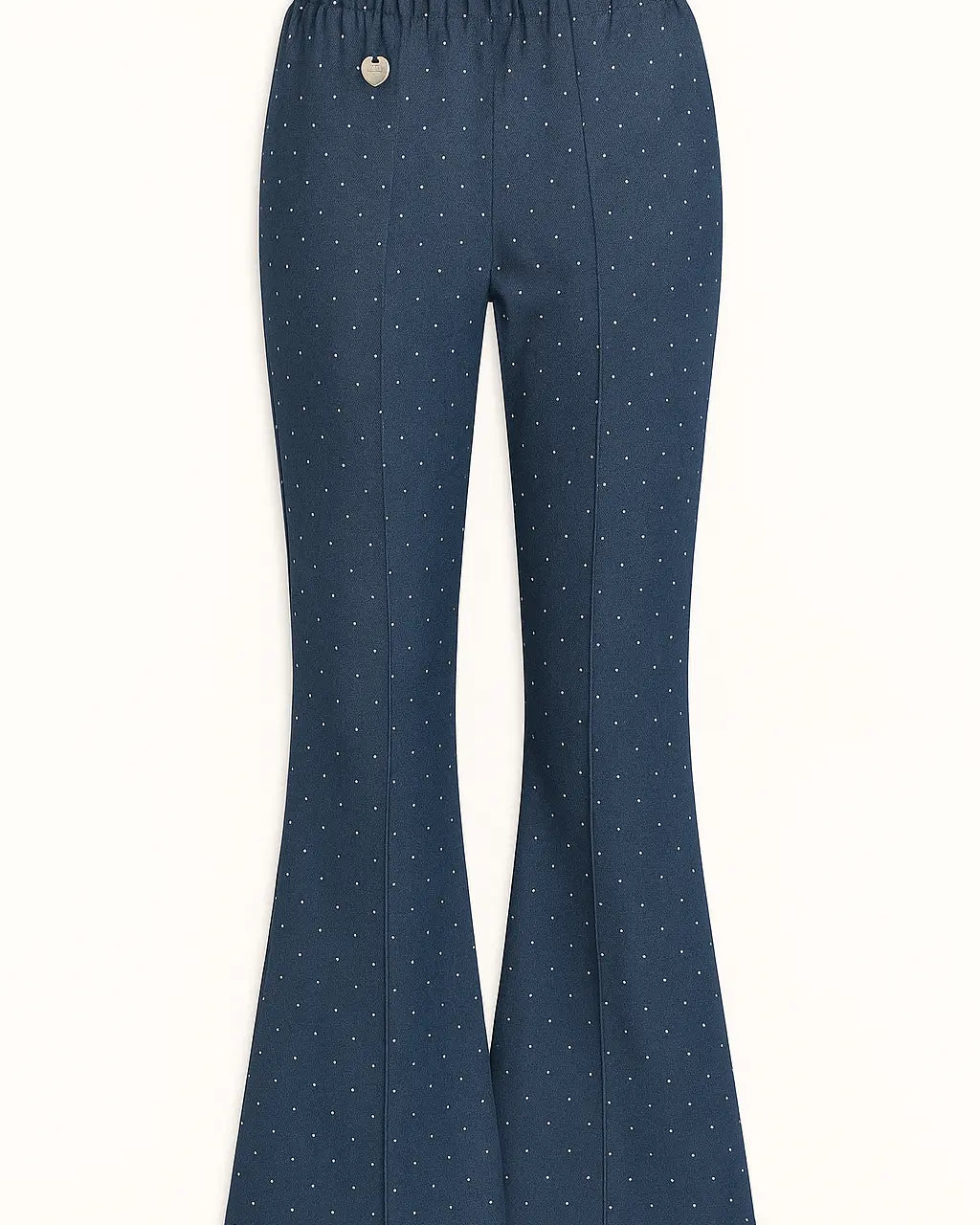 Pantalone con bustino elastico in tessuto chambray di cotone con strass DORABELLA Denim-XXL