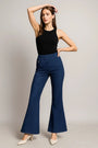 Pantalone con bustino elastico in tessuto chambray di cotone con strass DORABELLA