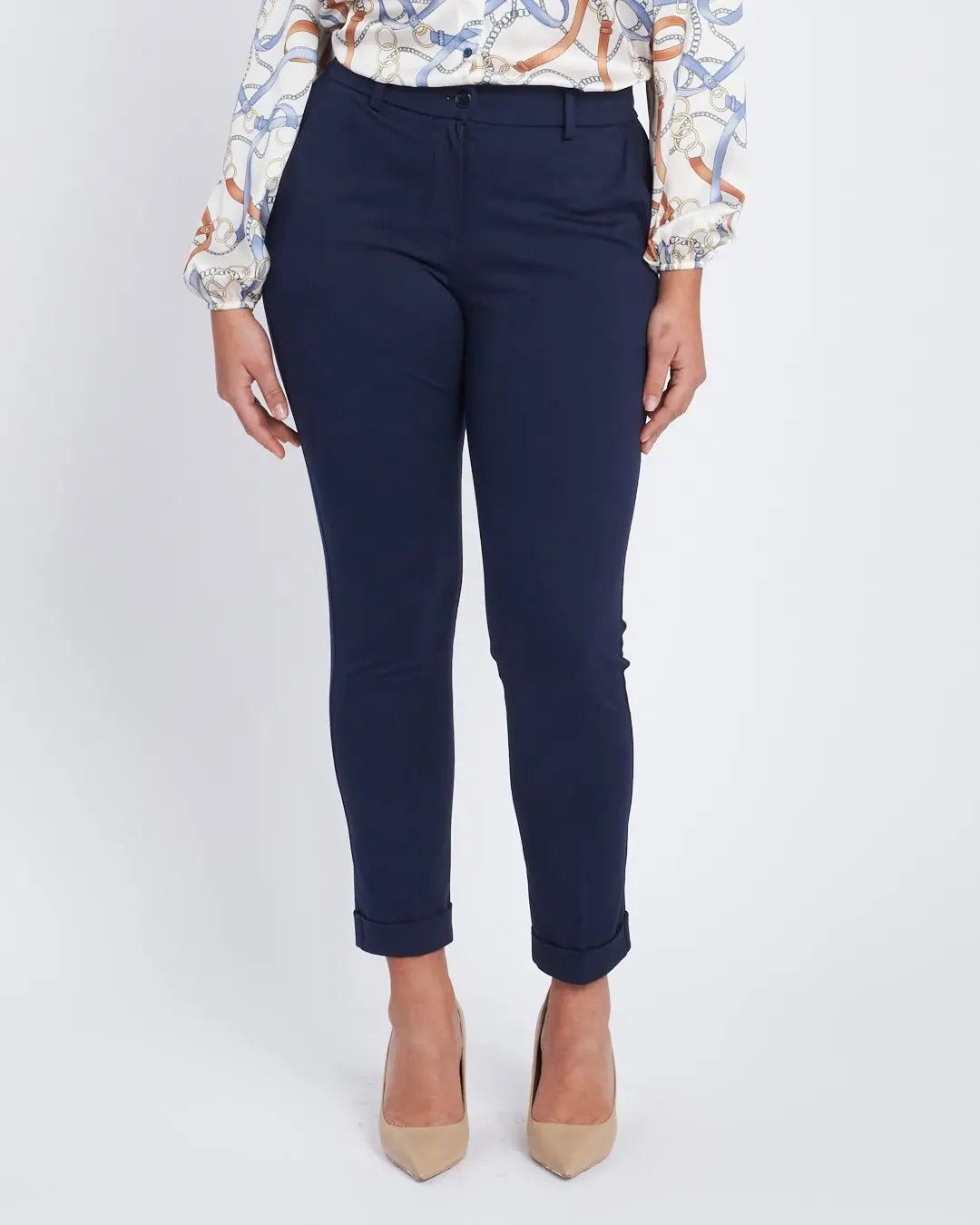 Pantalone con risvolto sul fondo BLU DORABELLA XXL