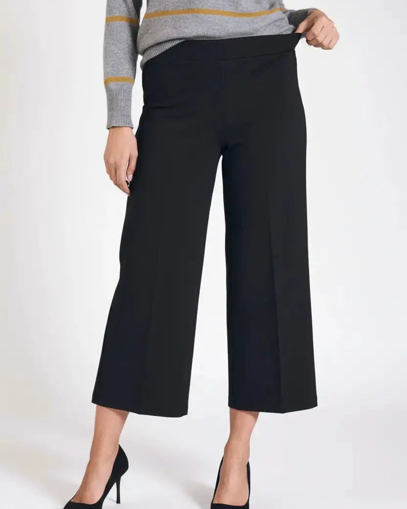 Pantalone comfy cropped con vita elastica NERO DORABELLA