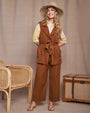 Pantalone cropped in twill di viscosa con tasche e bustino elastico MORO DORABELLA XXL