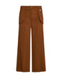 Pantalone cropped in twill di viscosa con tasche e bustino elastico MORO DORABELLA