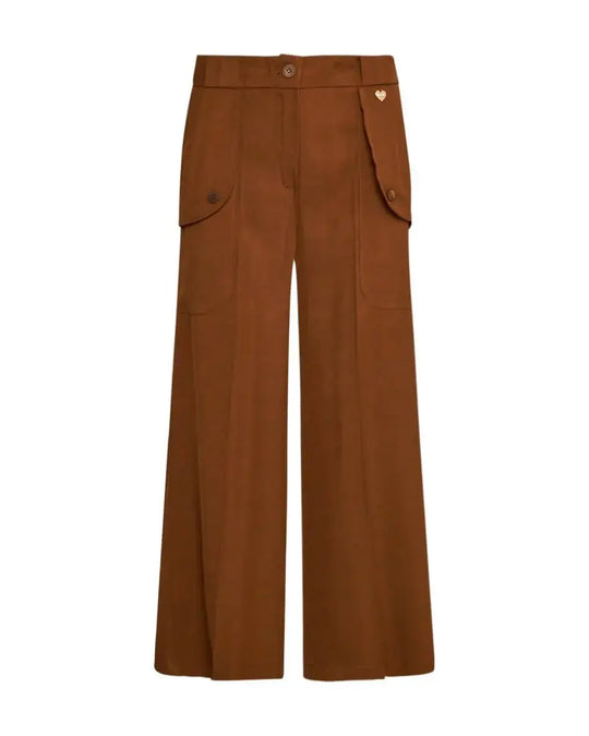 Pantalone cropped in twill di viscosa con tasche e bustino elastico MORO DORABELLA