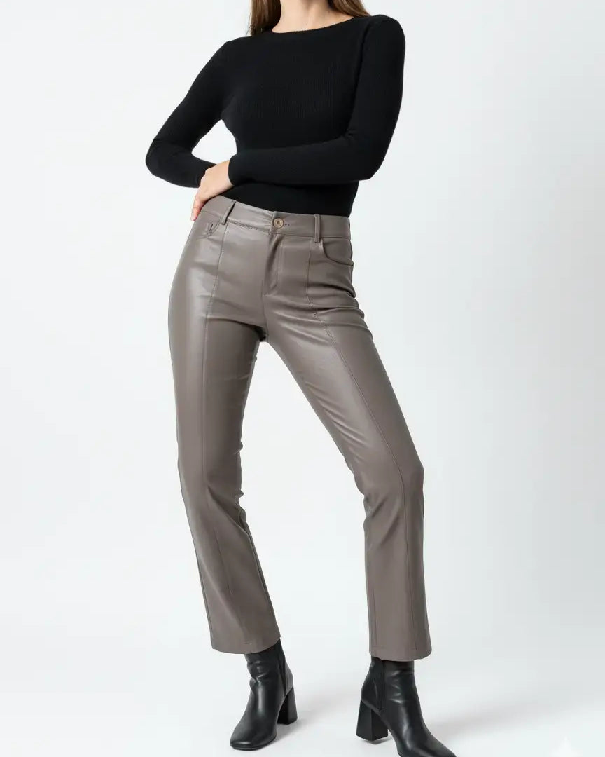 Pantalone eco pelle in tinta unita DORABELLA