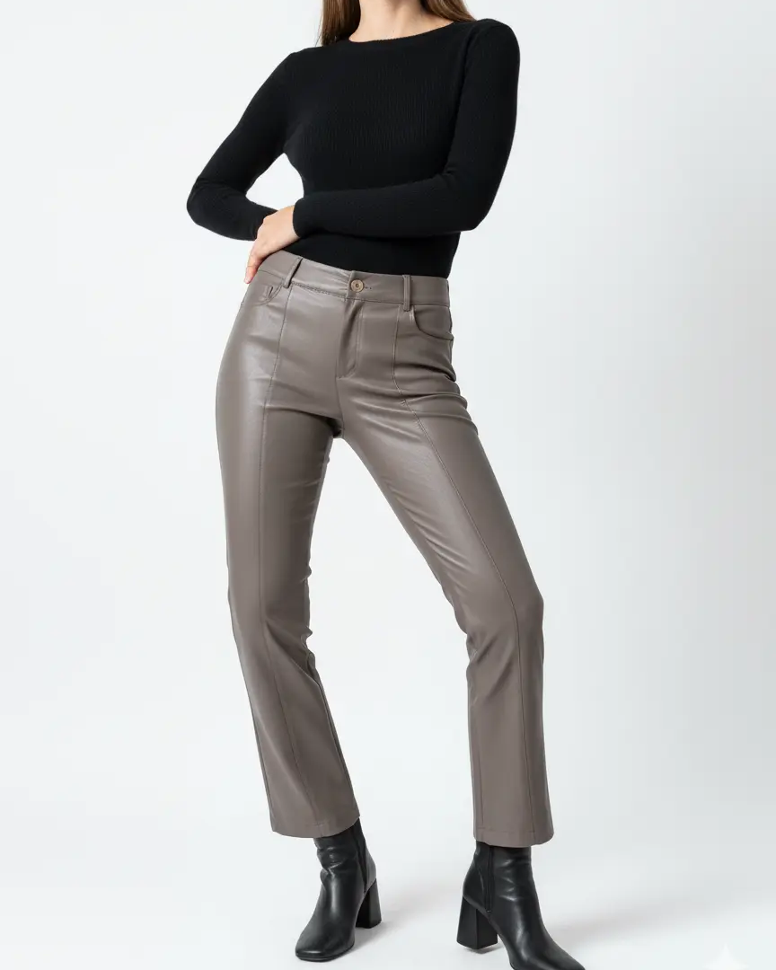 Pantalone eco pelle in tinta unita DORABELLA