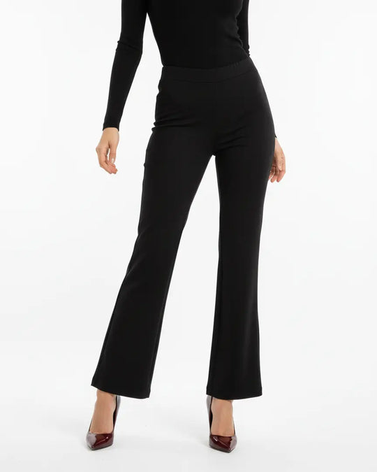 Pantalone comfy flare con vita elastica NERO DORABELLA