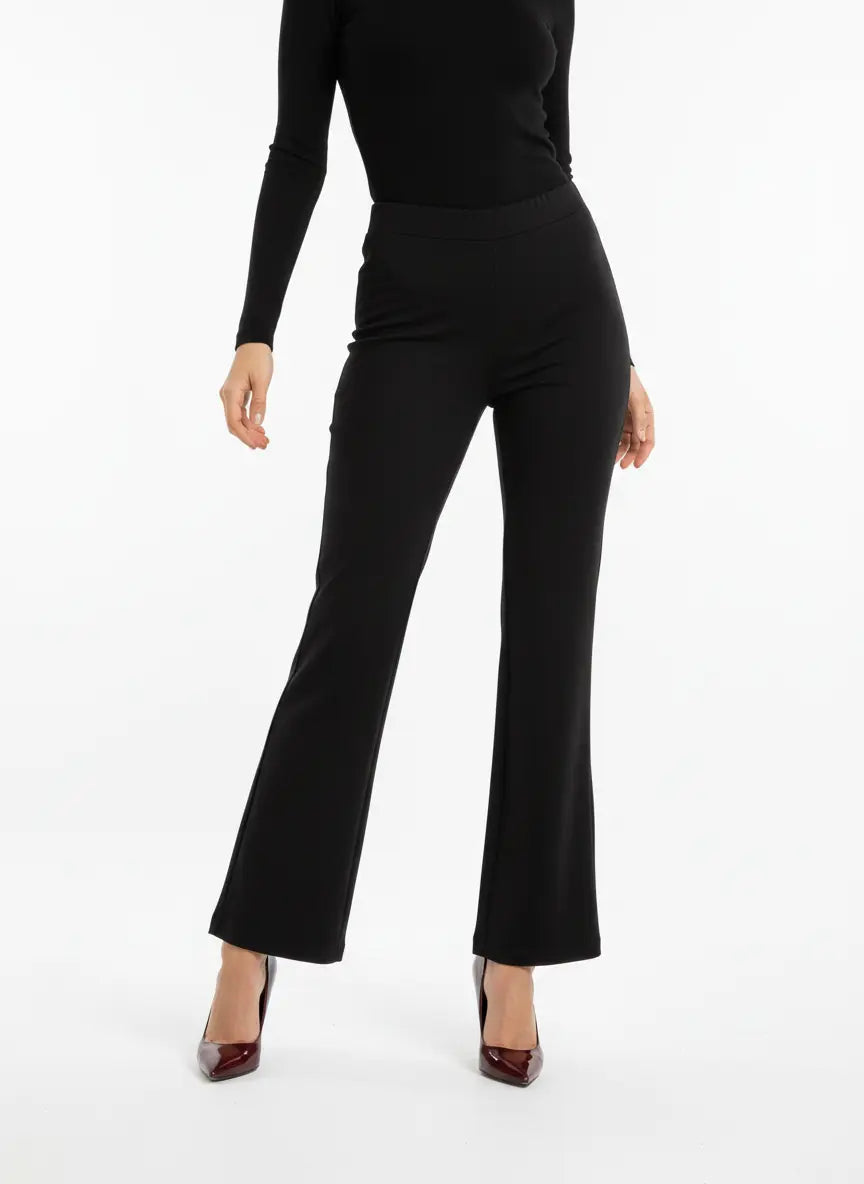 Pantalone comfy flare con vita elastica NERO DORABELLA