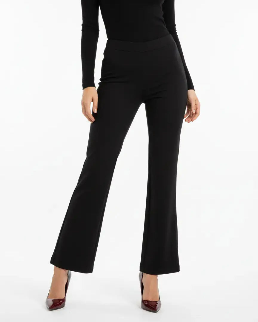Pantalone comfy flare con vita elastica NERO DORABELLA