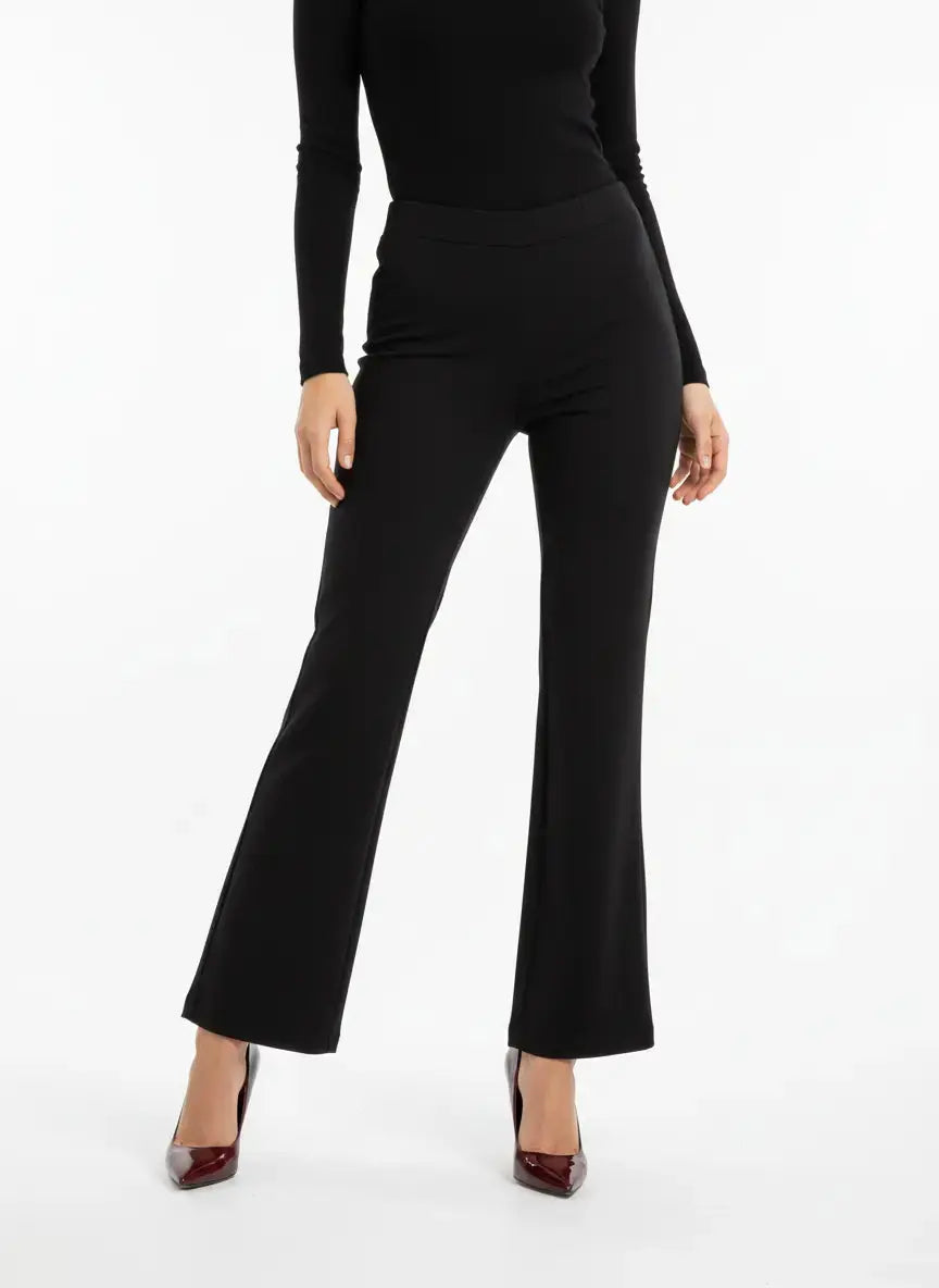 Pantalone comfy flare con vita elastica NERO DORABELLA
