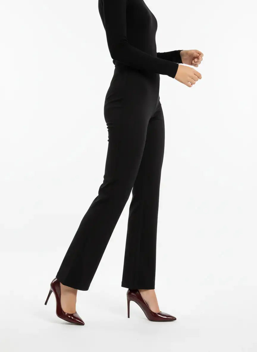 Pantalone comfy flare con vita elastica NERO DORABELLA