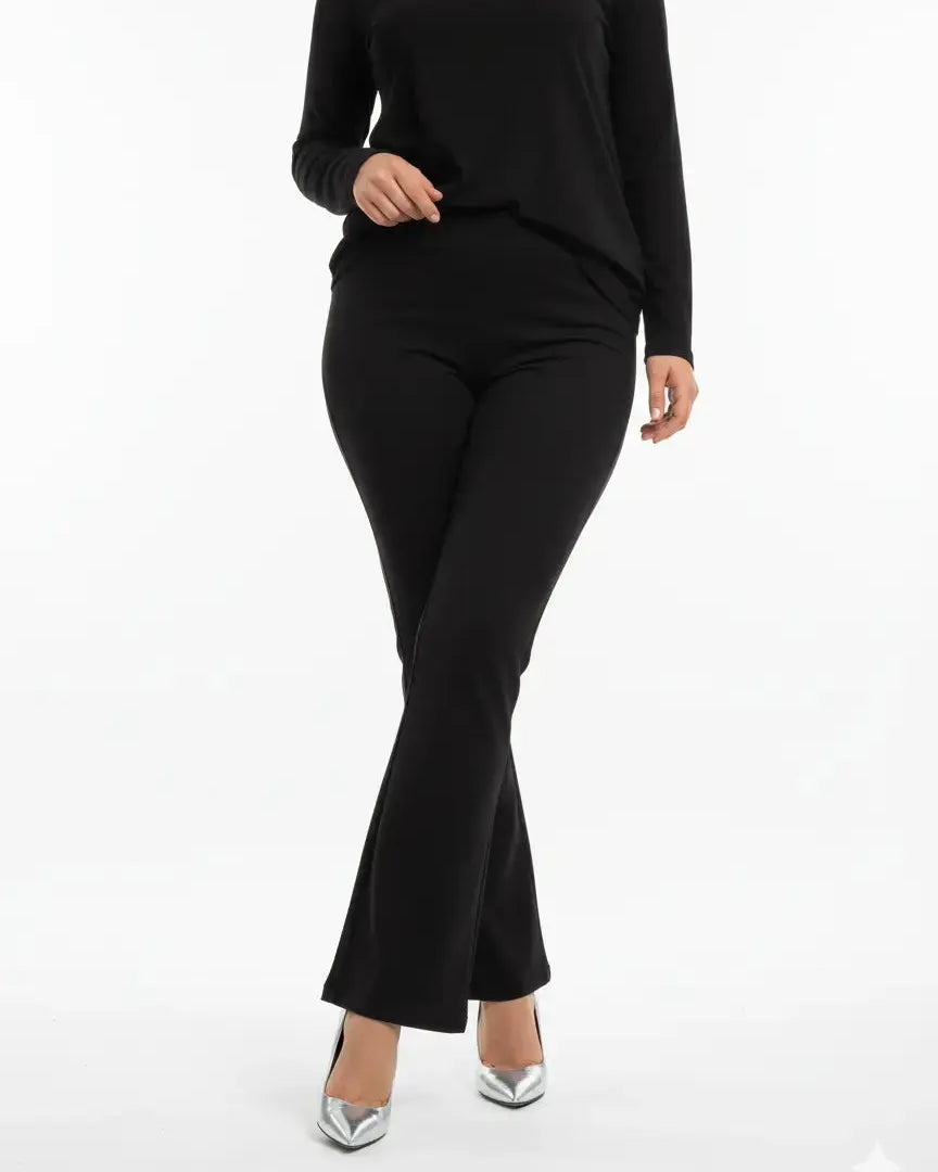 Pantalone comfy flare con vita elastica NERO DORABELLA