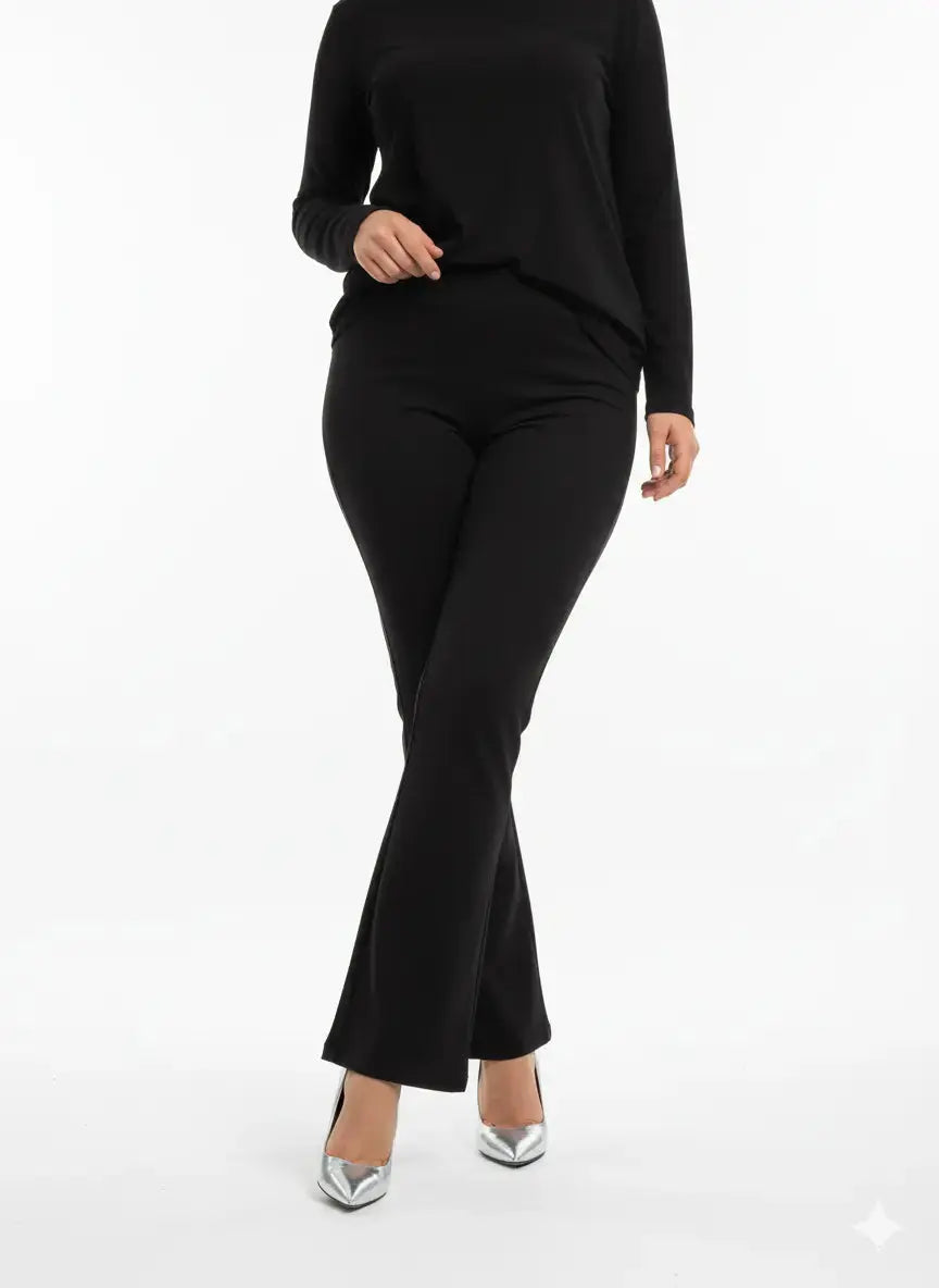 Pantalone comfy flare con vita elastica NERO DORABELLA