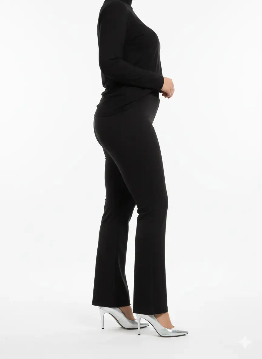 Pantalone comfy flare con vita elastica NERO DORABELLA