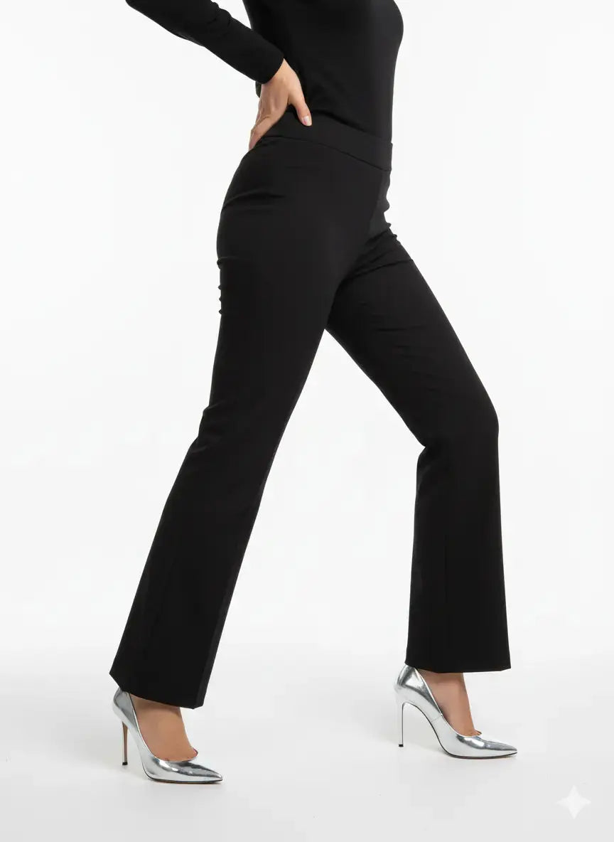 Pantalone comfy flare con vita elastica NERO DORABELLA