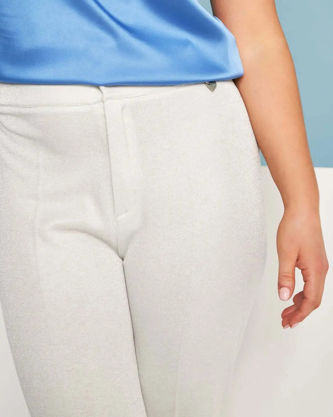 Pantalone fluidi in jersey lurex di misto viscosa elasticizzata BIANCO DORABELLA