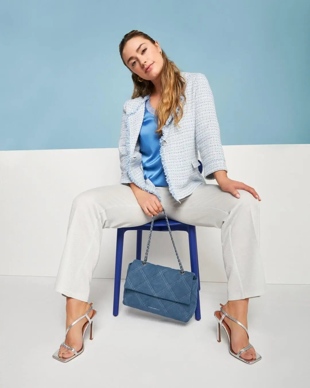 Pantalone fluidi in jersey lurex di misto viscosa elasticizzata BIANCO DORABELLA