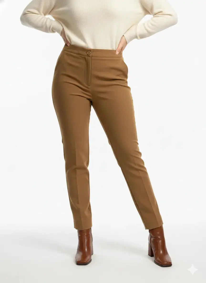 Pantalone gamba a sigaretta con bustino e bottone DORABELLA