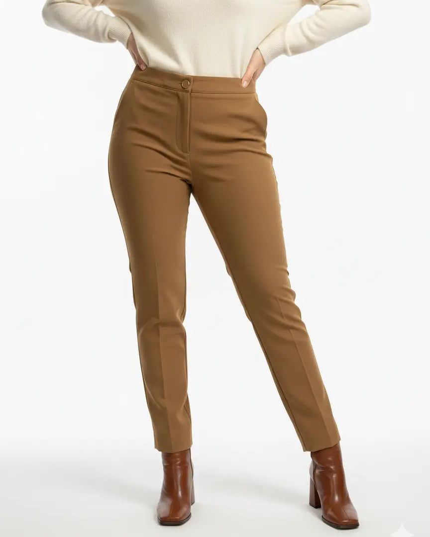 Pantalone gamba a sigaretta con bustino e bottone DORABELLA