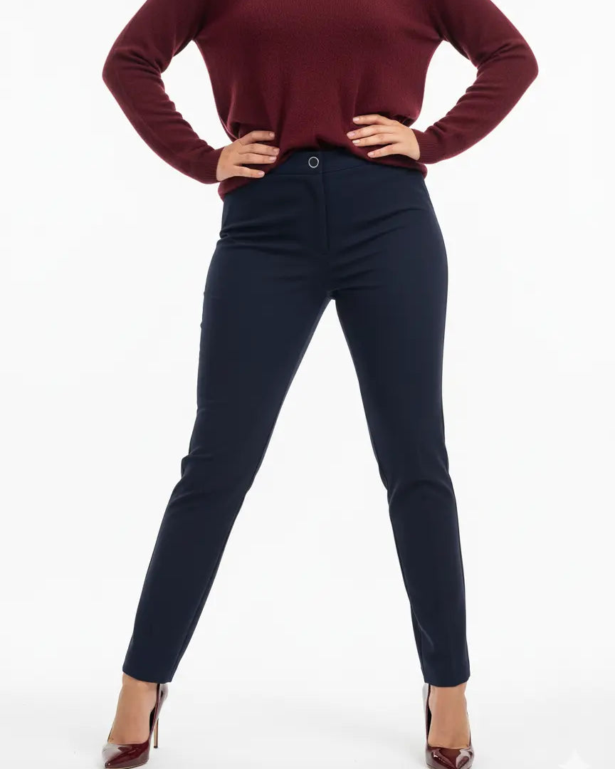 Pantalone gamba a sigaretta con bustino e bottone DORABELLA