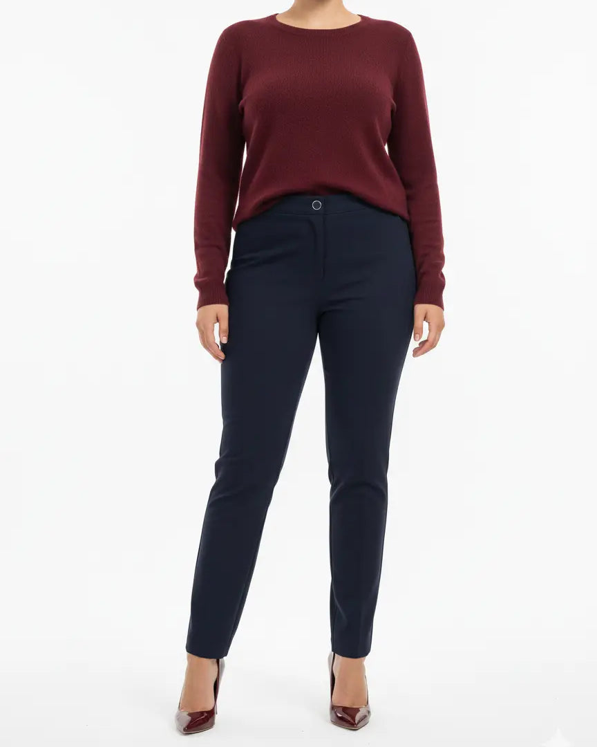 Pantalone gamba a sigaretta con bustino e bottone DORABELLA