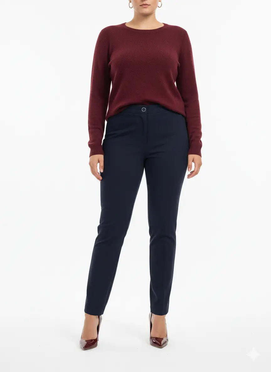 Pantalone gamba a sigaretta con bustino e bottone DORABELLA