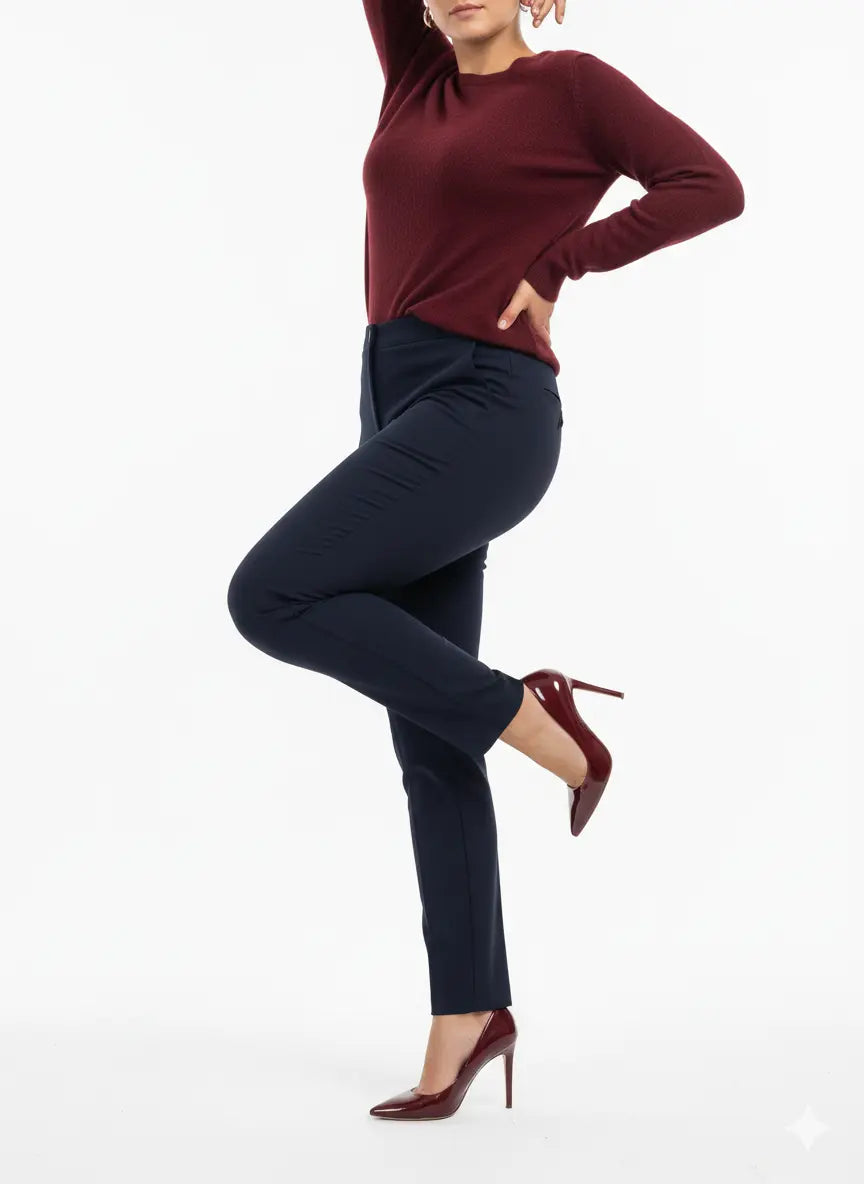 Pantalone gamba a sigaretta con bustino e bottone DORABELLA