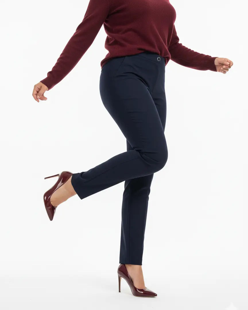 Pantalone gamba a sigaretta con bustino e bottone DORABELLA