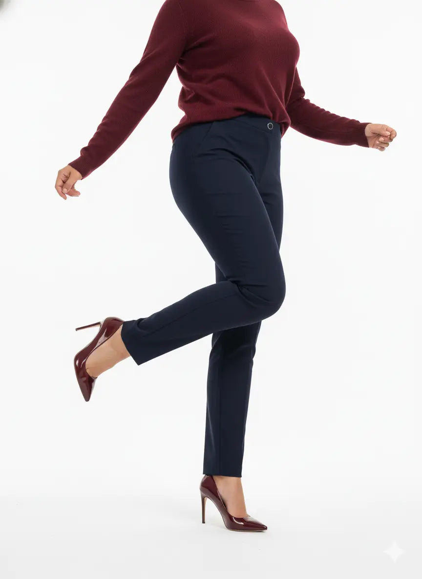 Pantalone gamba a sigaretta con bustino e bottone DORABELLA