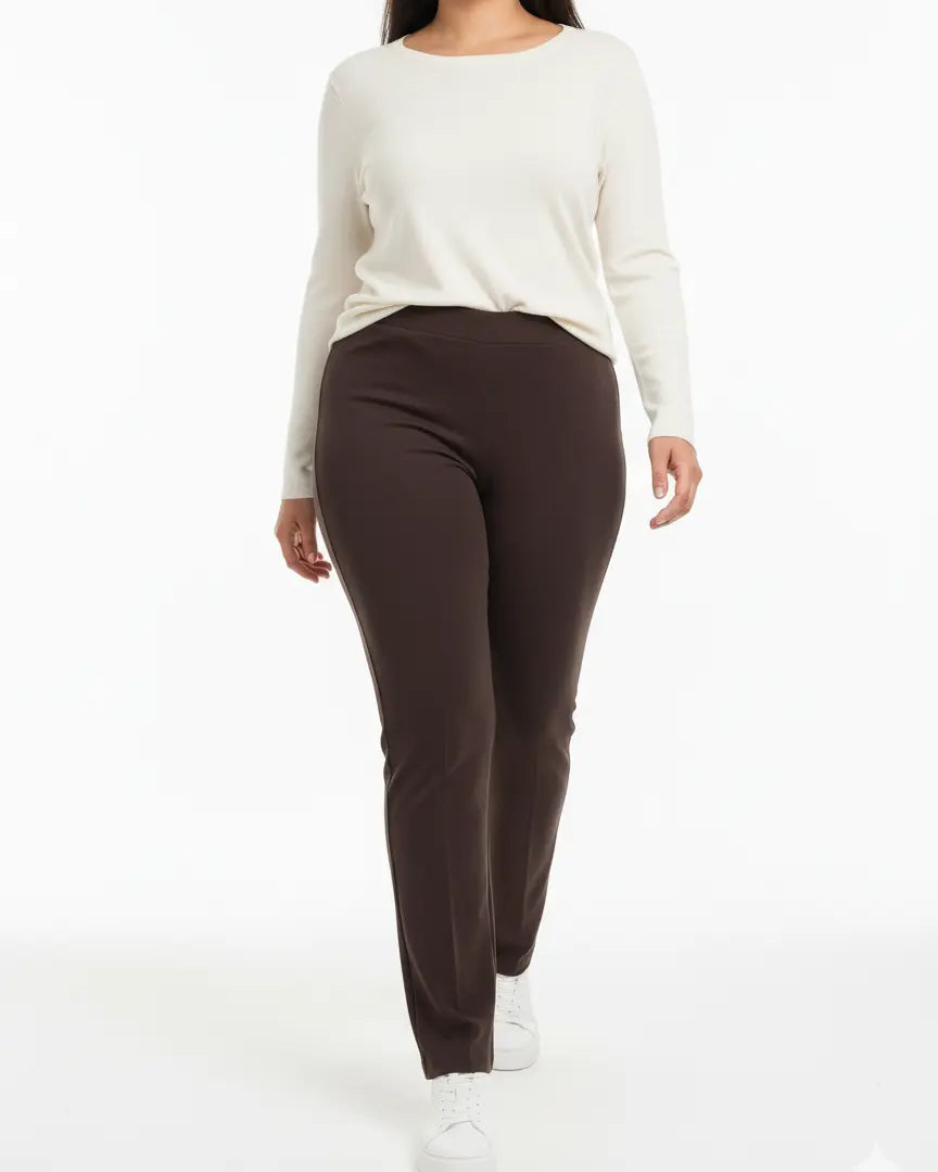 Pantalone gamba dritta con bustino elastico CIOCCOLATO DORABELLA PIU'