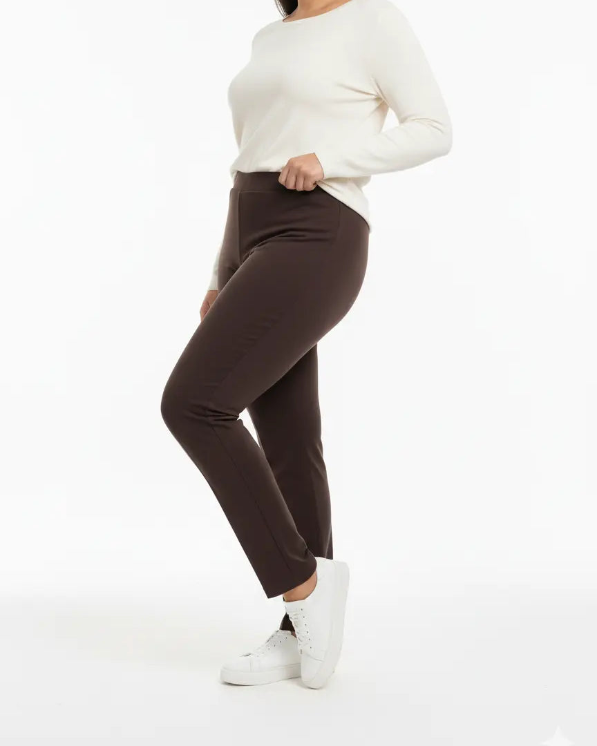 Pantalone gamba dritta con bustino elastico CIOCCOLATO DORABELLA PIU'