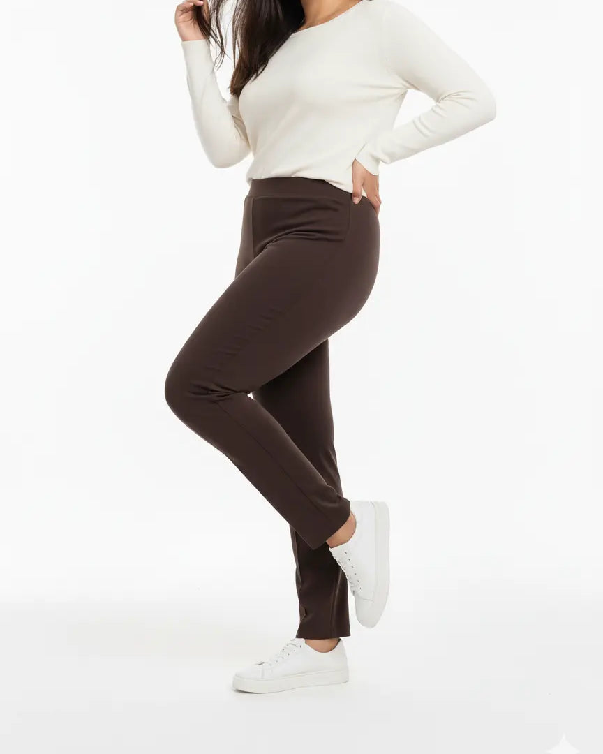 Pantalone gamba dritta con bustino elastico CIOCCOLATO DORABELLA PIU'