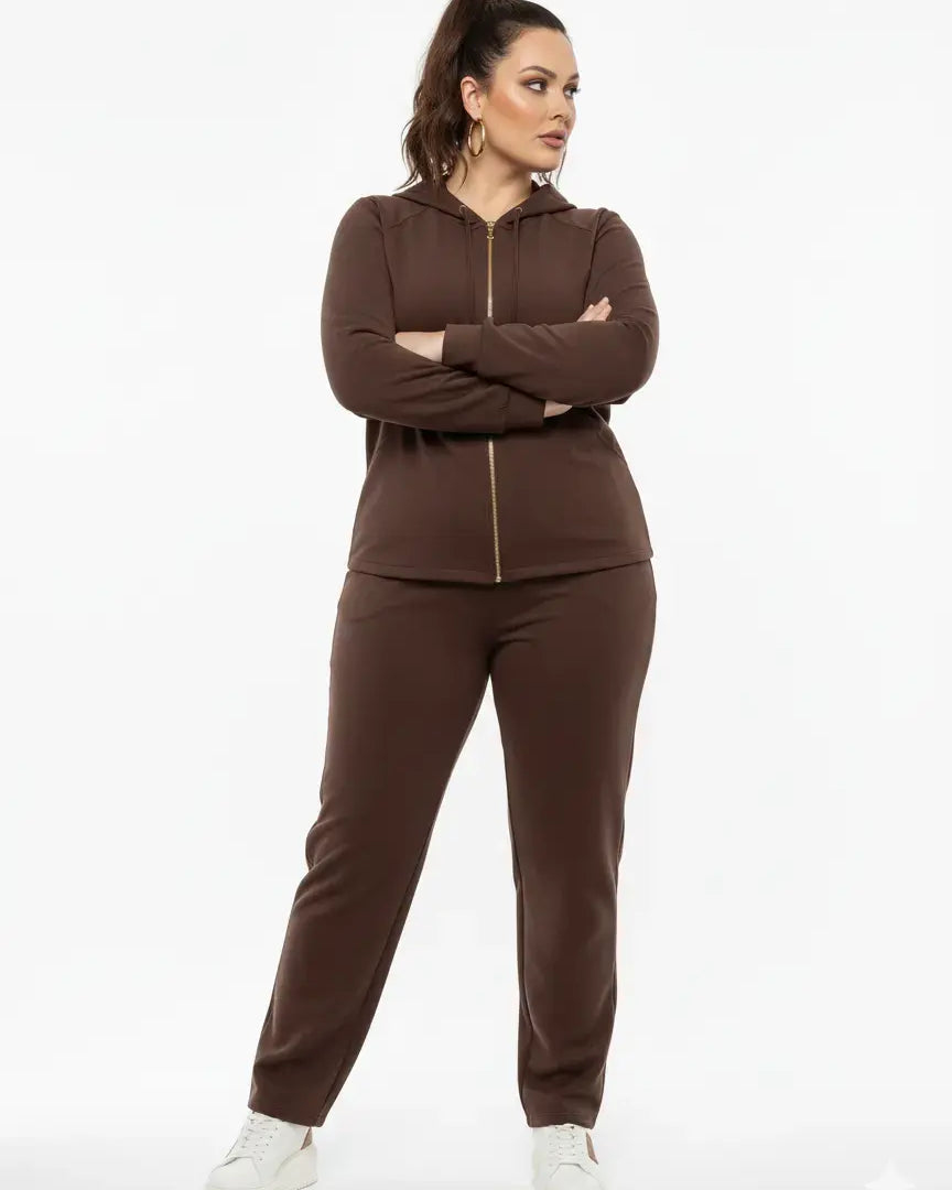 Pantalone gamba dritta con bustino elastico CIOCCOLATO DORABELLA PIU'