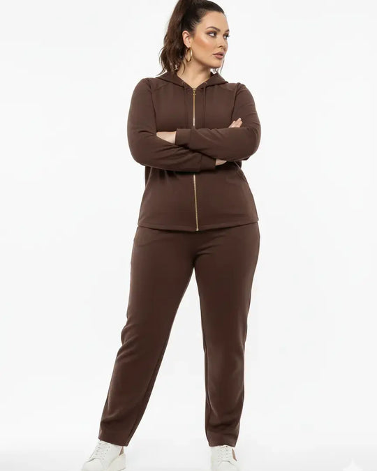 Pantalone gamba dritta con bustino elastico CIOCCOLATO DORABELLA PIU'