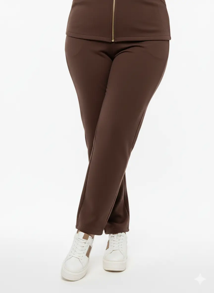 Pantalone gamba dritta con bustino elastico CIOCCOLATO DORABELLA PIU'