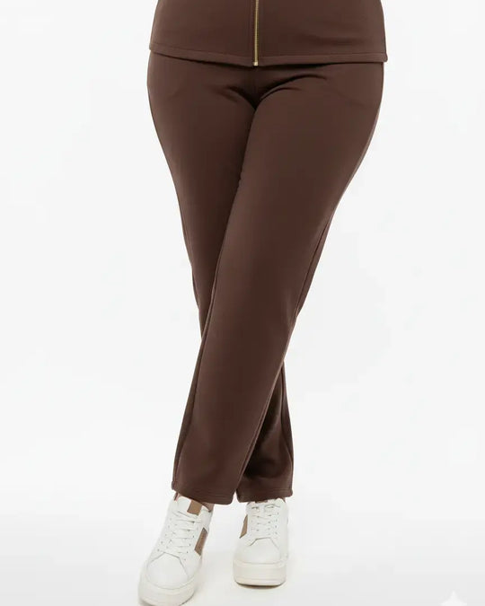 Pantalone gamba dritta con bustino elastico CIOCCOLATO DORABELLA PIU'