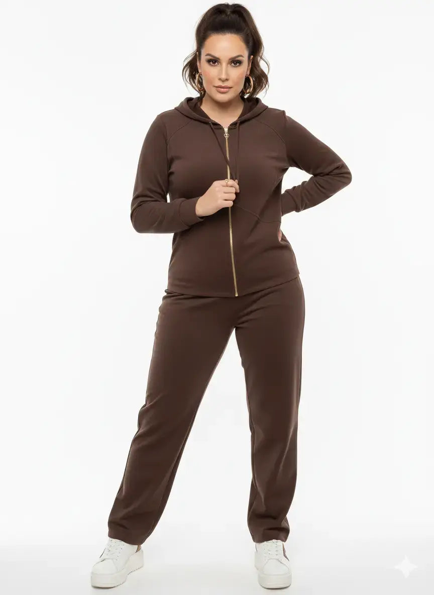 Pantalone gamba dritta con bustino elastico CIOCCOLATO DORABELLA PIU'