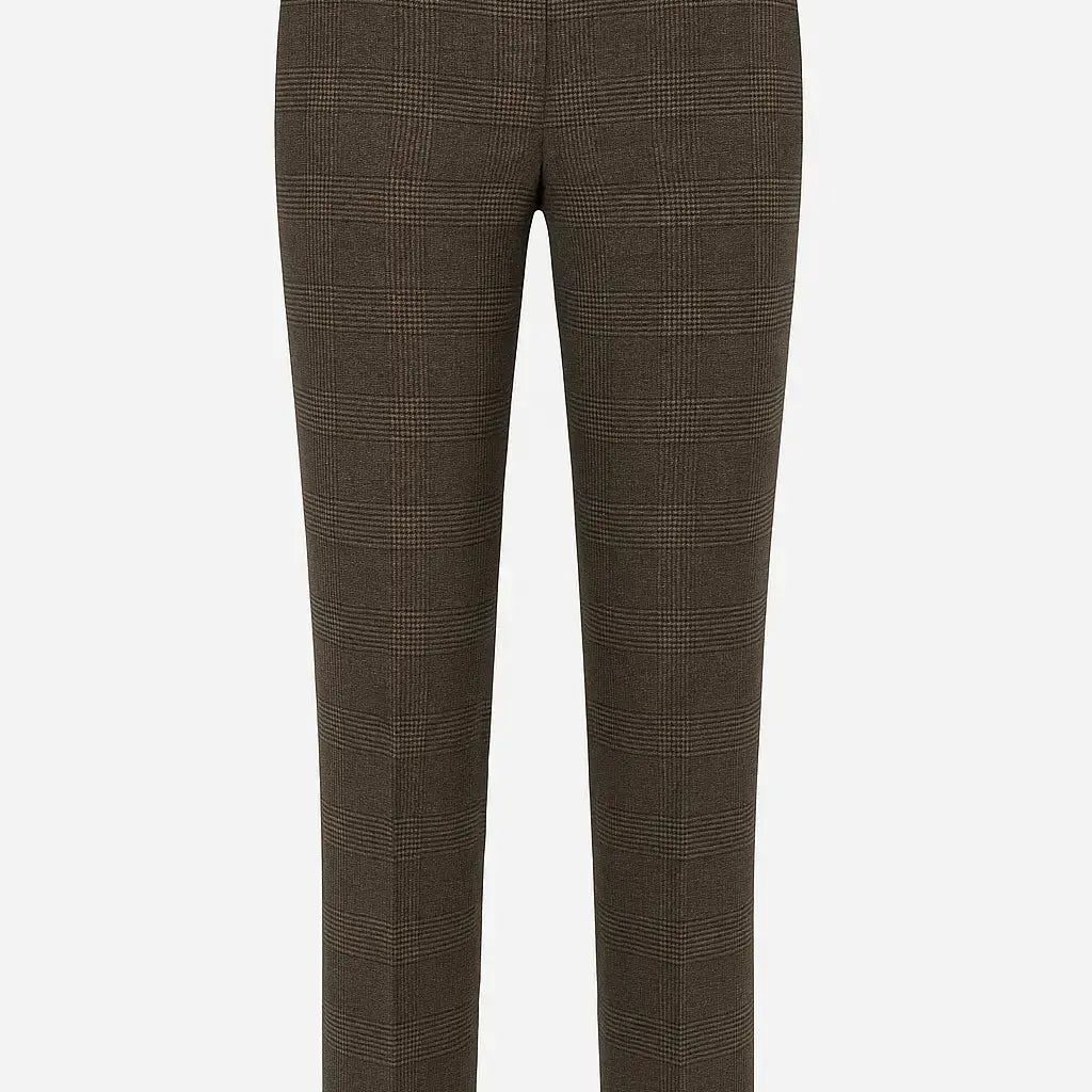 Pantalone gamba dritta principe di Galles DORABELLA XXL / Cacao